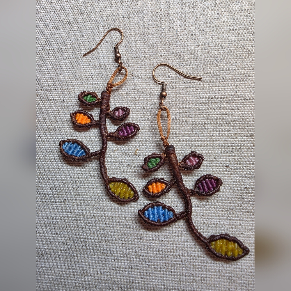 NWOT Handmade Micromacramé Branch Earrings